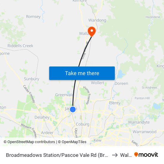 Broadmeadows Station/Pascoe Vale Rd (Broadmeadows) to Wallan map