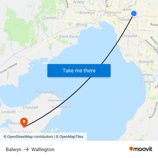 Balwyn to Wallington map