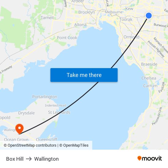 Box Hill to Wallington map