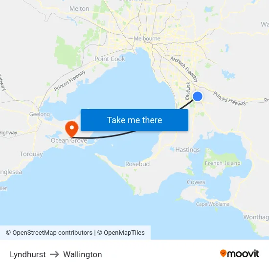 Lyndhurst to Wallington map