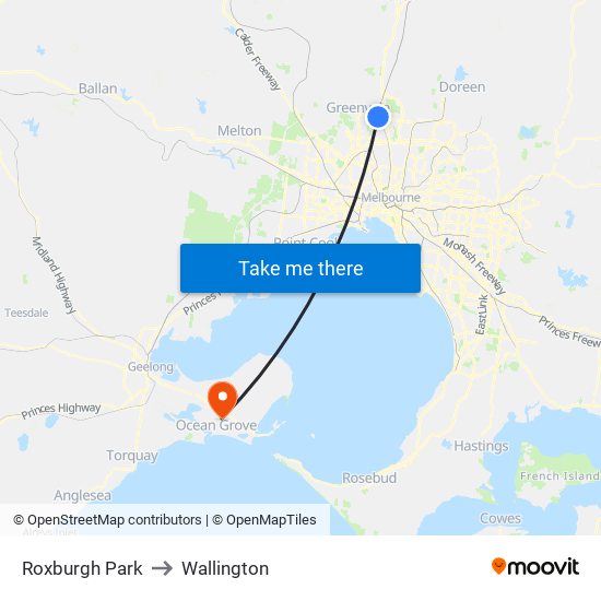 Roxburgh Park to Wallington map