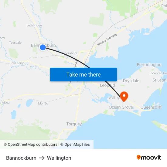 Bannockburn to Wallington map