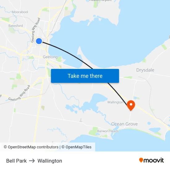 Bell Park to Wallington map