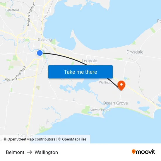 Belmont to Wallington map