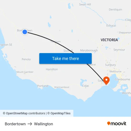 Bordertown to Wallington map