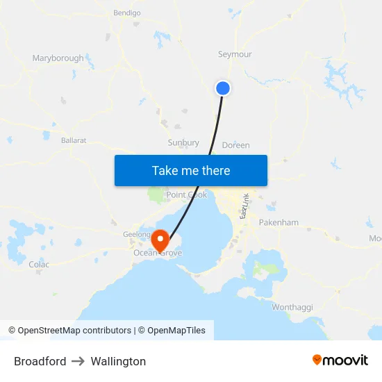 Broadford to Wallington map
