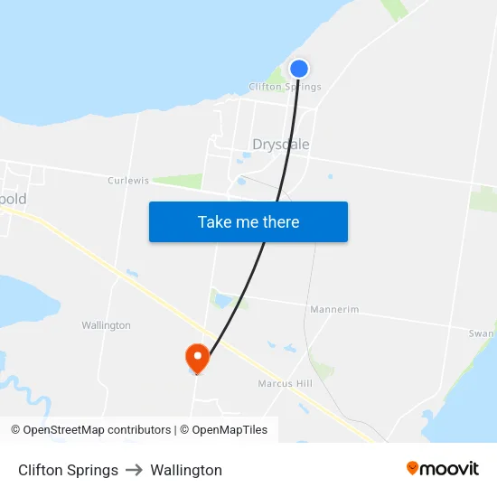 Clifton Springs to Wallington map