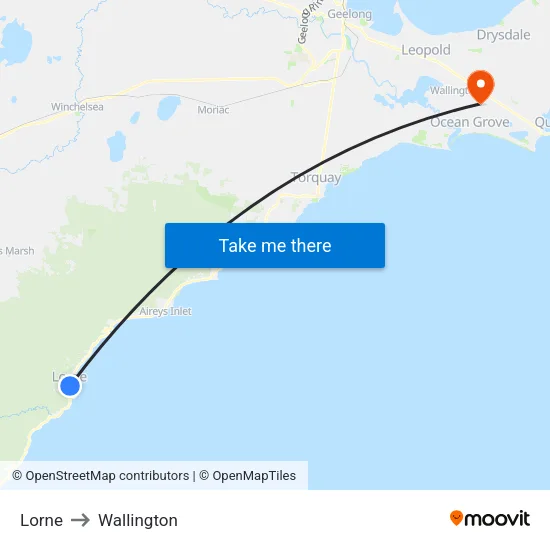 Lorne to Wallington map