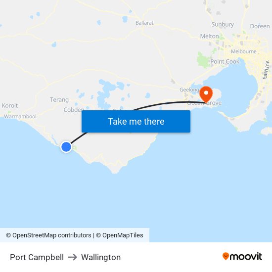 Port Campbell to Wallington map