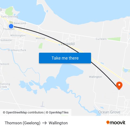 Thomson (Geelong) to Wallington map