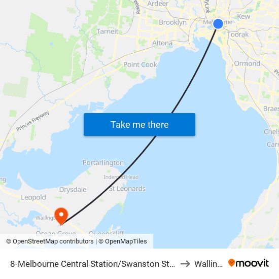 8-Melbourne Central Station/Swanston St (Melbourne City) to Wallington map