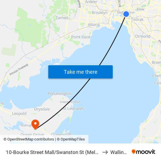 10-Bourke Street Mall/Swanston St (Melbourne City) to Wallington map
