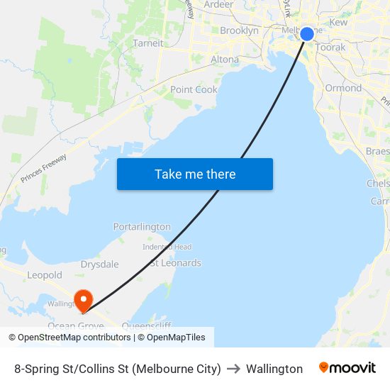 8-Spring St/Collins St (Melbourne City) to Wallington map