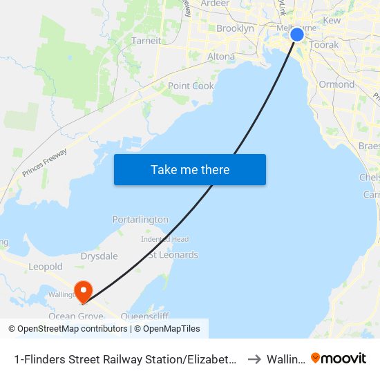 1-Flinders Street Railway Station/Elizabeth St (Melbourne City) to Wallington map