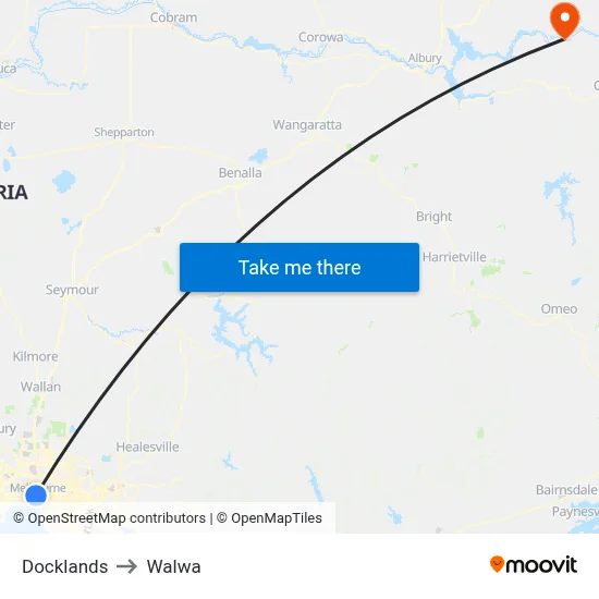 Docklands to Walwa map