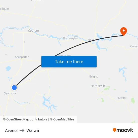Avenel to Walwa map