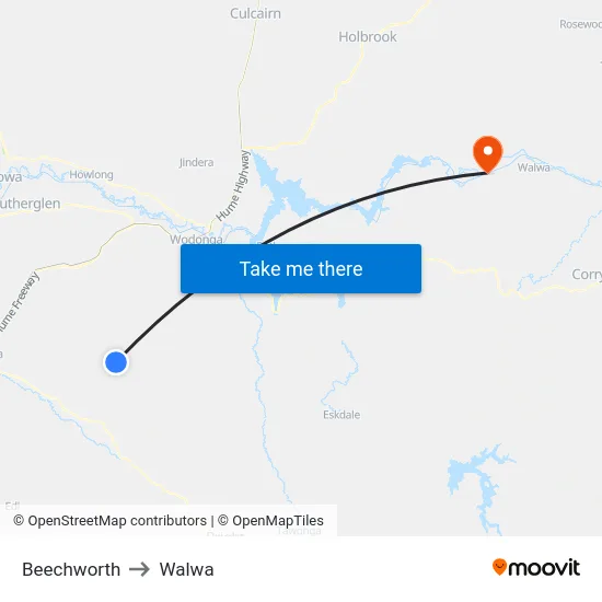 Beechworth to Walwa map