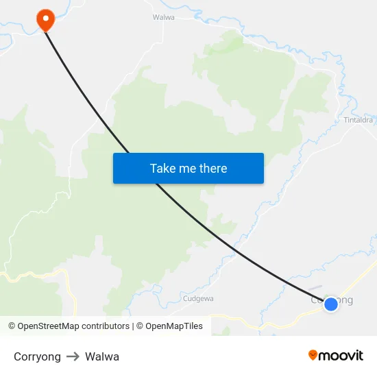 Corryong to Walwa map