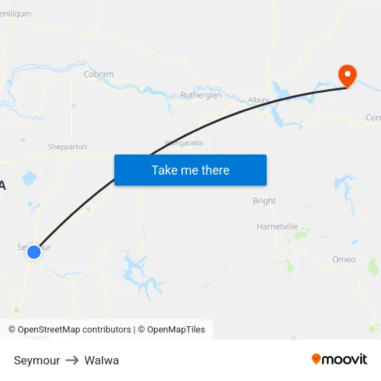 Seymour to Walwa map