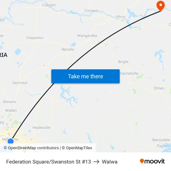 Federation Square/Swanston St #13 to Walwa map