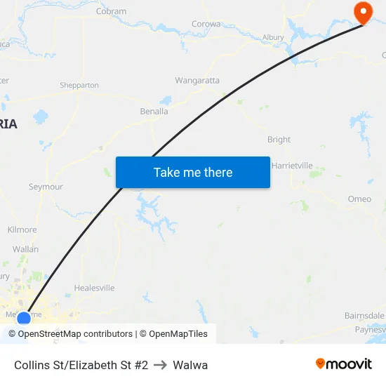 Collins St/Elizabeth St #2 to Walwa map