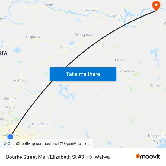 Bourke Street Mall/Elizabeth St #3 to Walwa map