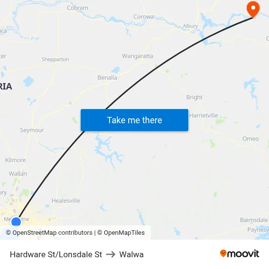 Hardware St/Lonsdale St to Walwa map