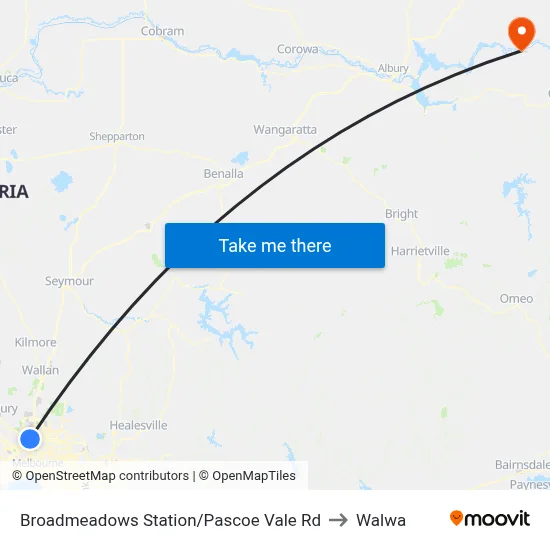 Broadmeadows Station/Pascoe Vale Rd to Walwa map