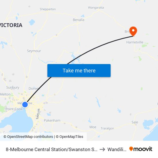 8-Melbourne Central Station/Swanston St (Melbourne City) to Wandiligong map