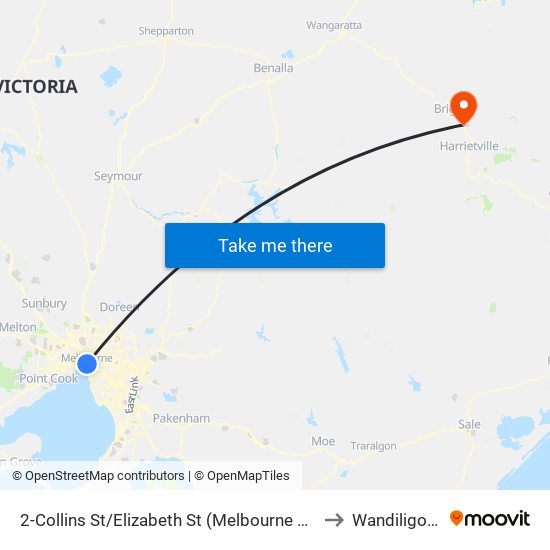 2-Collins St/Elizabeth St (Melbourne City) to Wandiligong map