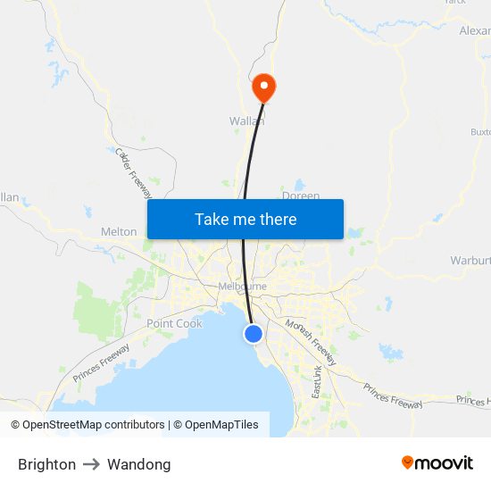 Brighton to Wandong map