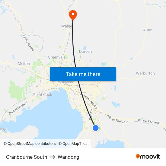 Cranbourne South to Wandong map