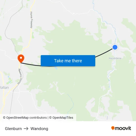 Glenburn to Wandong map