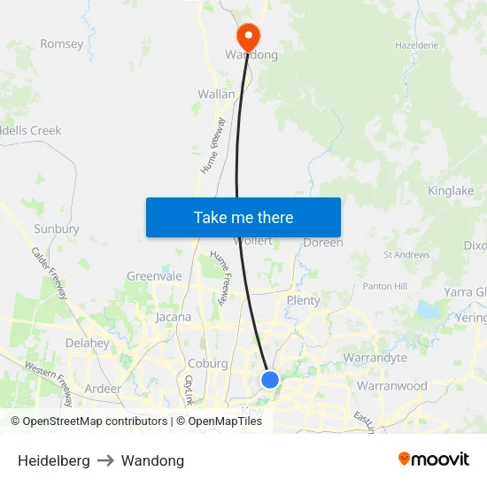 Heidelberg to Wandong map