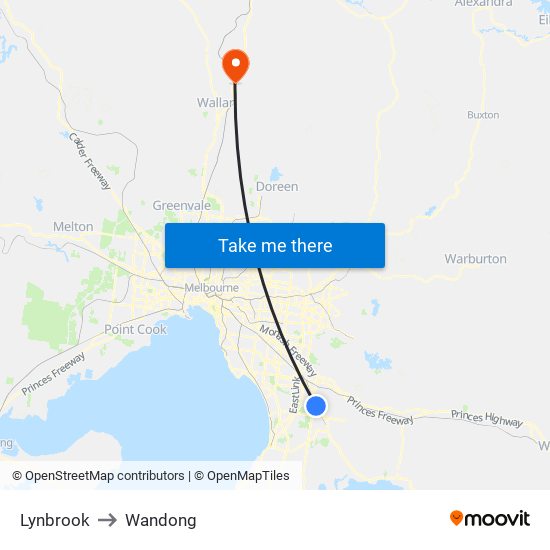 Lynbrook to Wandong map