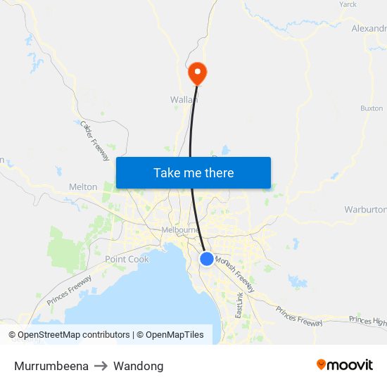 Murrumbeena to Wandong map