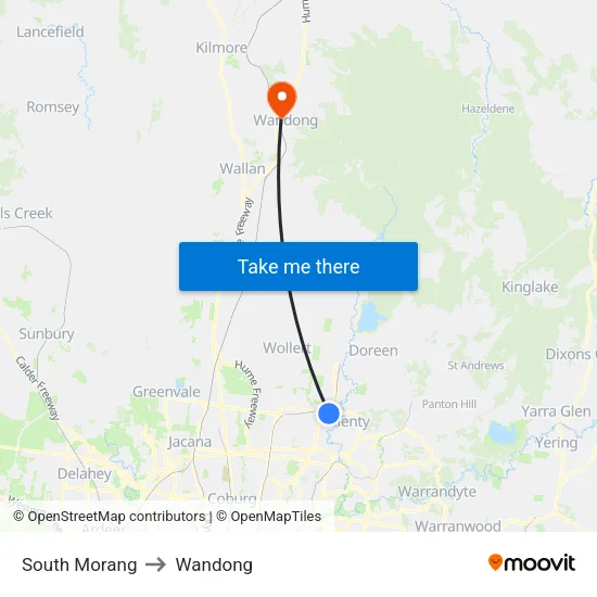 South Morang to Wandong map