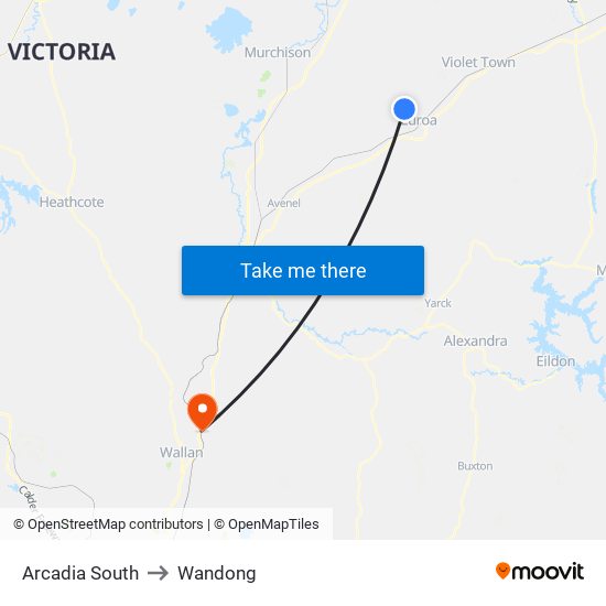 Arcadia South to Wandong map