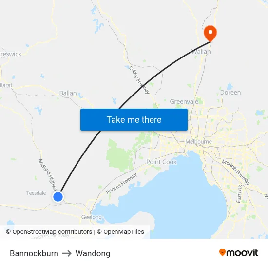 Bannockburn to Wandong map