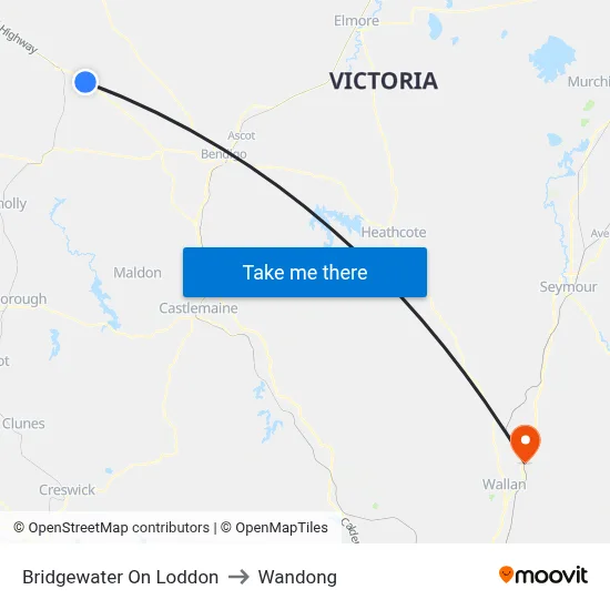 Bridgewater On Loddon to Wandong map