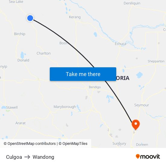 Culgoa to Wandong map