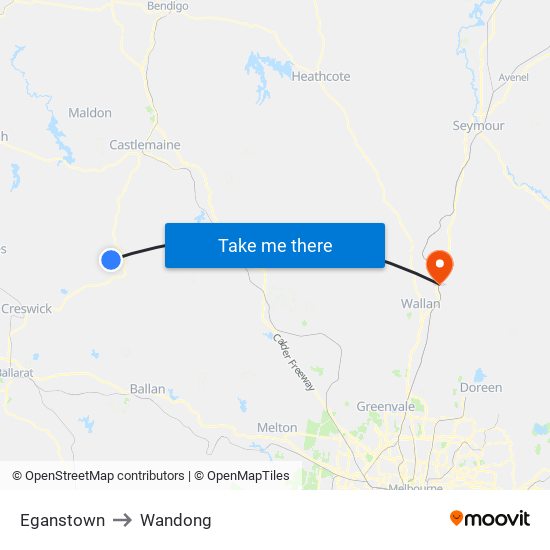 Eganstown to Wandong map