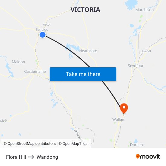 Flora Hill to Wandong map