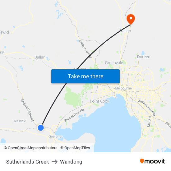 Sutherlands Creek to Wandong map