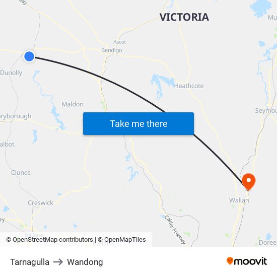 Tarnagulla to Wandong map