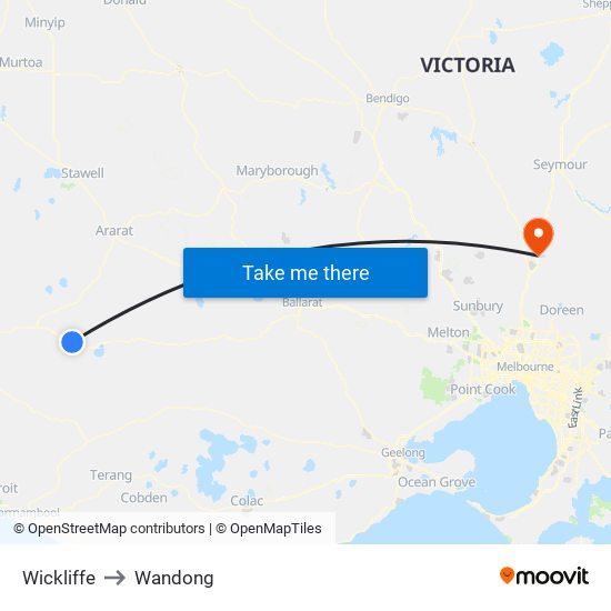 Wickliffe to Wandong map