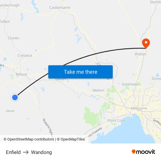 Enfield to Wandong map