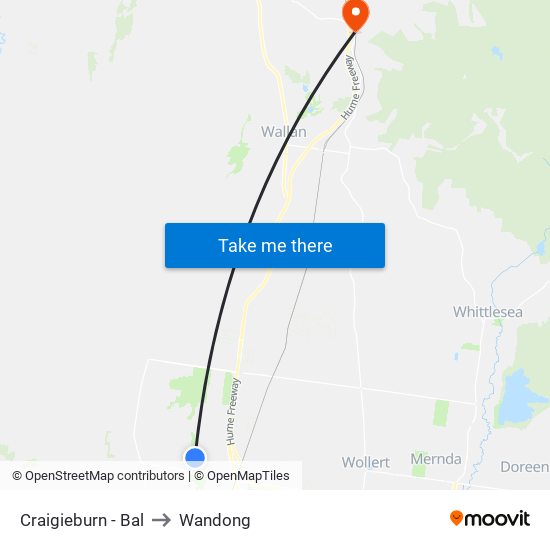 Craigieburn - Bal to Wandong map