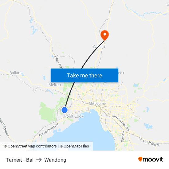 Tarneit - Bal to Wandong map