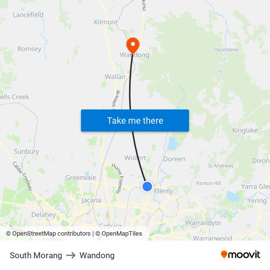 South Morang to Wandong map